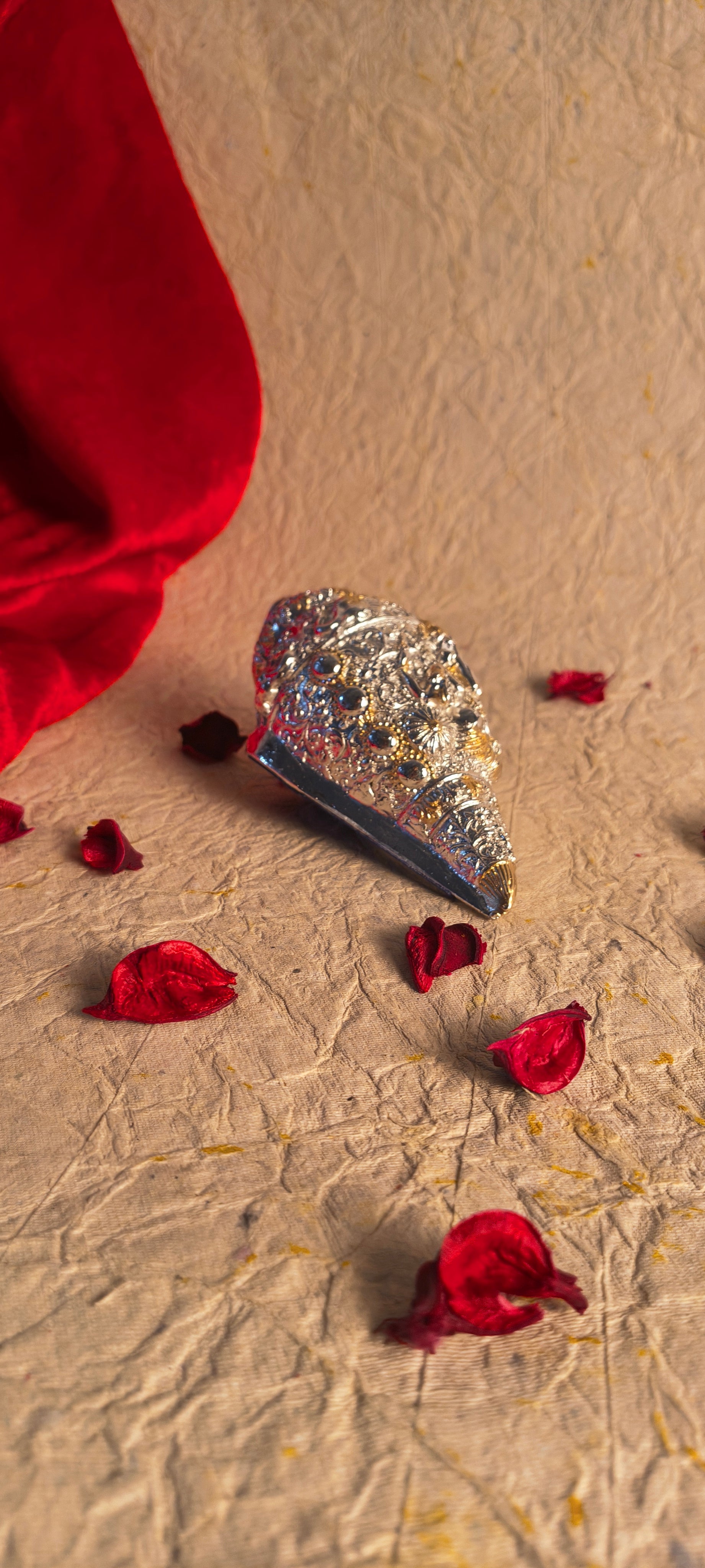Handcrafted Shankh Inspired Decorative Box with Detailed Embossed Artwork