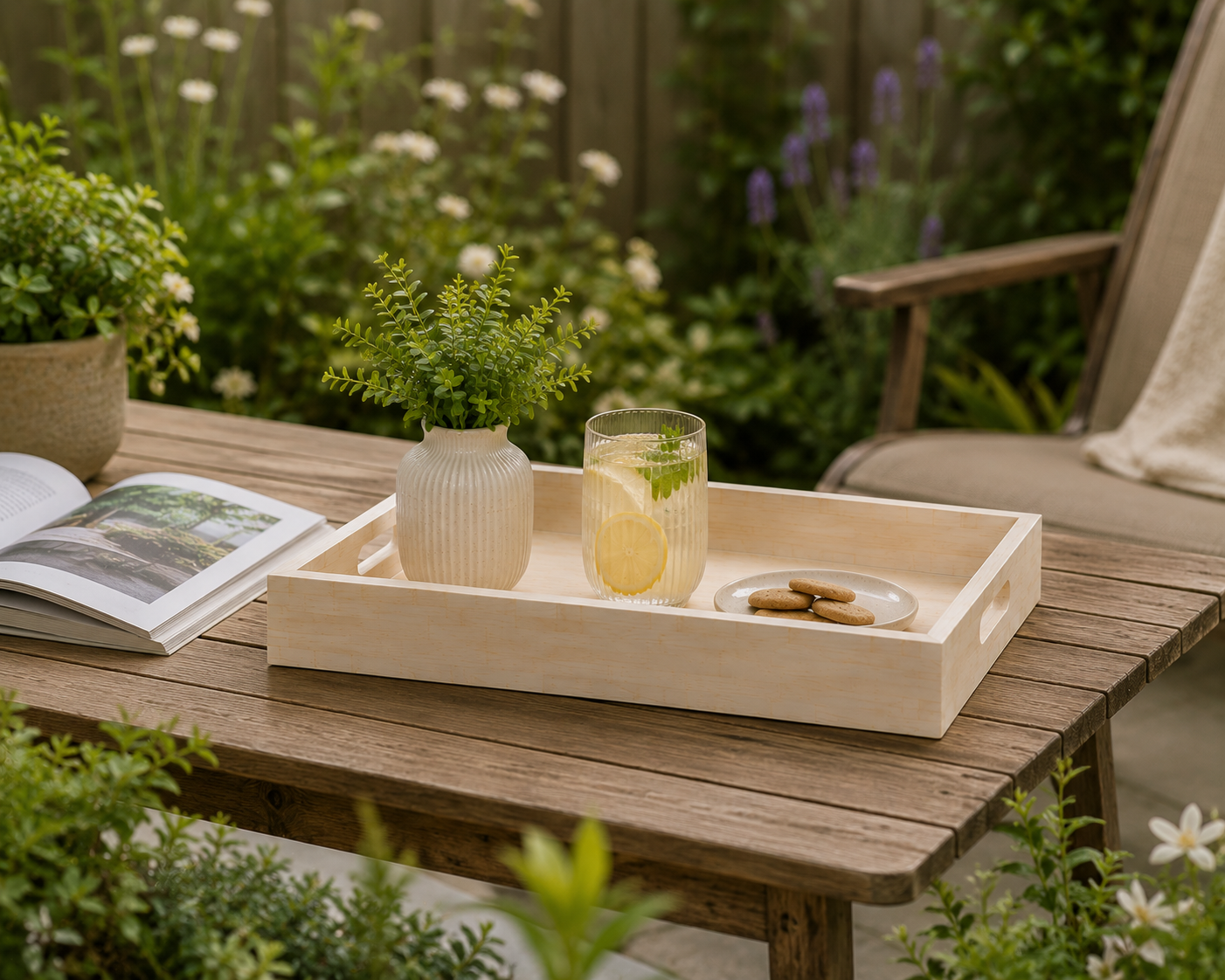 Handmade Customized Bone Inlay Decorative Serving Tray