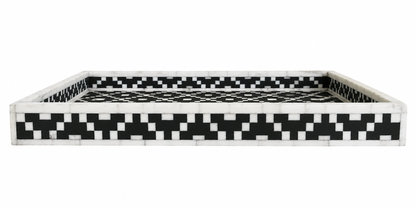 Handcrafted Bone Inlay Serving Tray with Elegant Design for Tea & Coffee Serving.