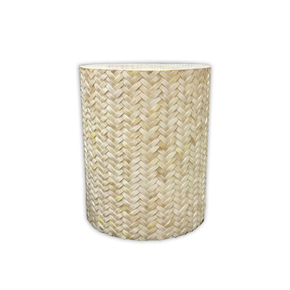 Handmade Customized Bone Inlay Round Stool-  BASKET WEAVE