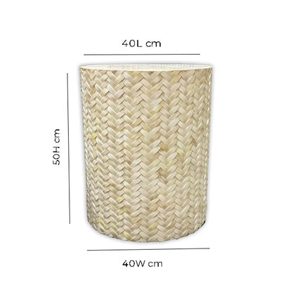 Handmade Customized Bone Inlay Round Stool-  BASKET WEAVE