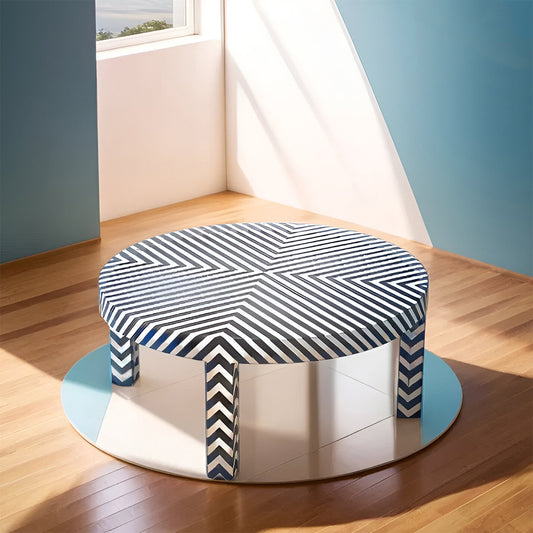 Handmade Customized Bone Inlay  Zebra Pattern  Coffee Table
