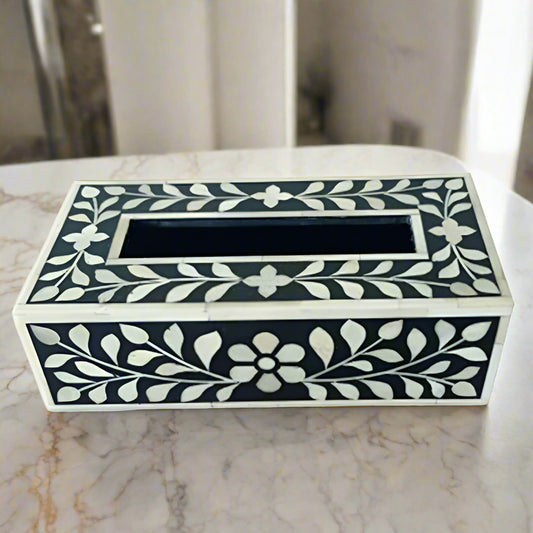 Handmade Customised Bone Inlay Floral Pattern Tissue Paper Box