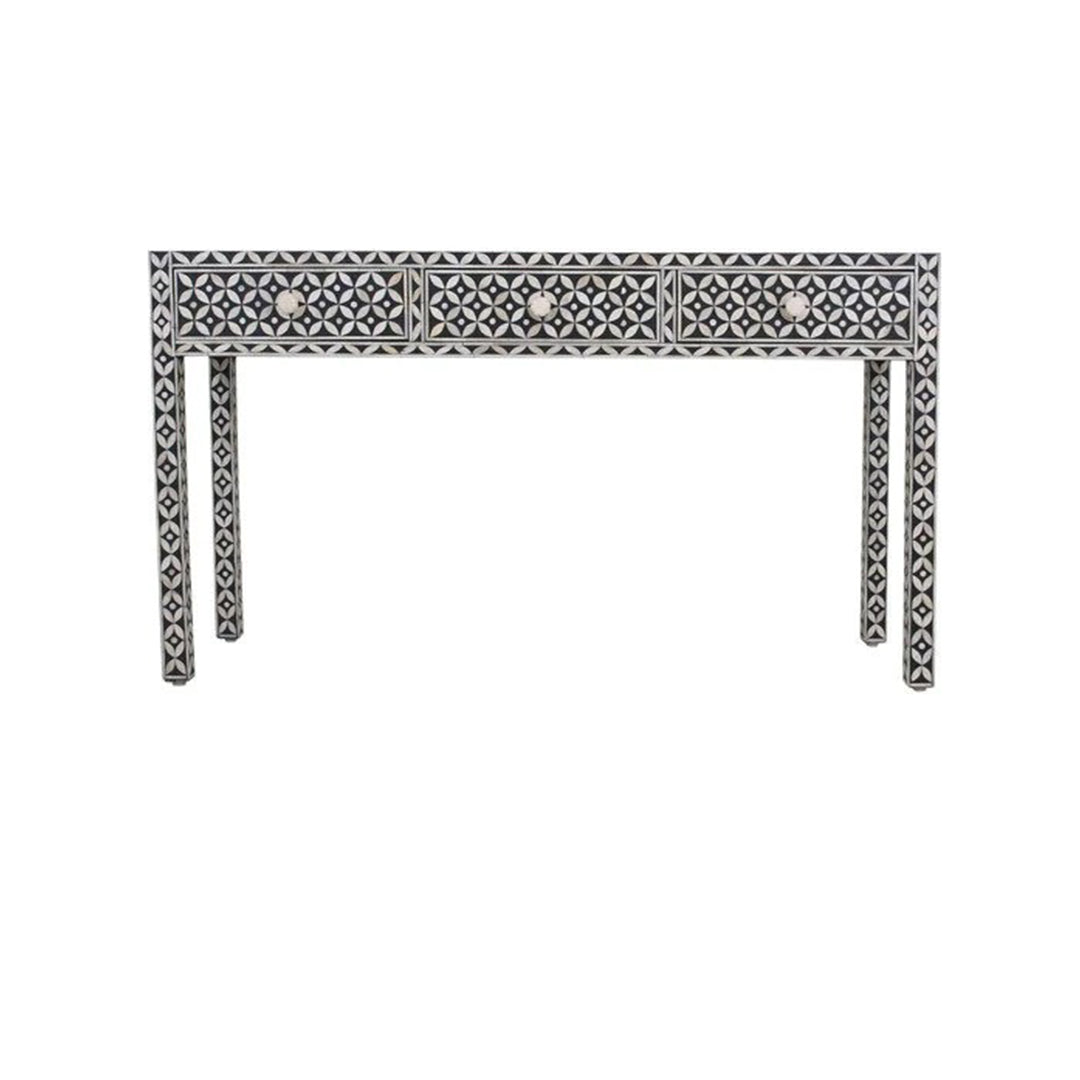 Handmade Customized Bone Inlay Star Eye Pattern 3 Drawer Console Table