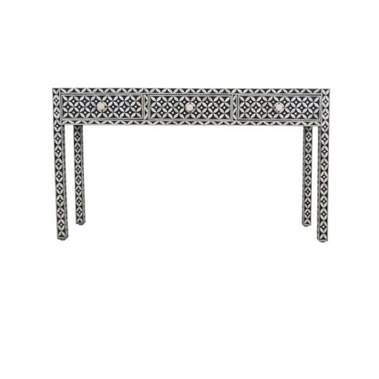 Handmade Customized Bone Inlay Star Eye Pattern 3 Drawer Console Table