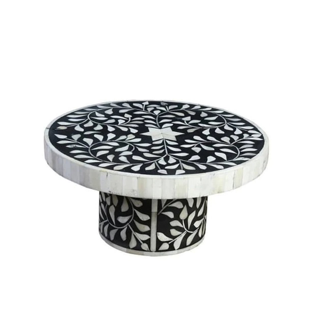 Handmade Customized Bone Inlay Round Cake Stand
