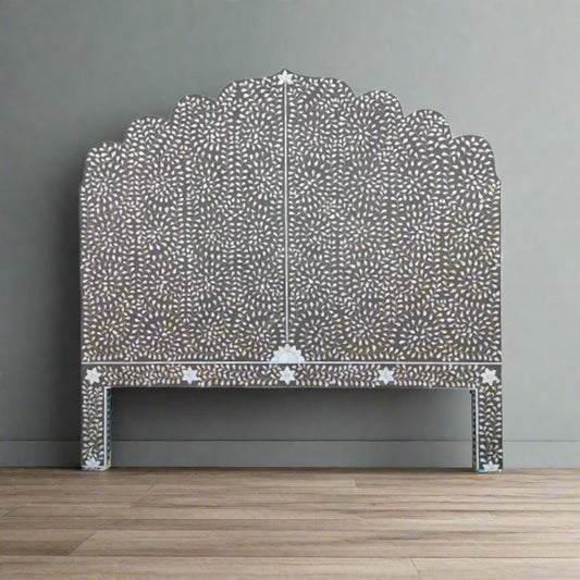 Handmade Customized Mother of Pearl Floral Pattern  Bedhead