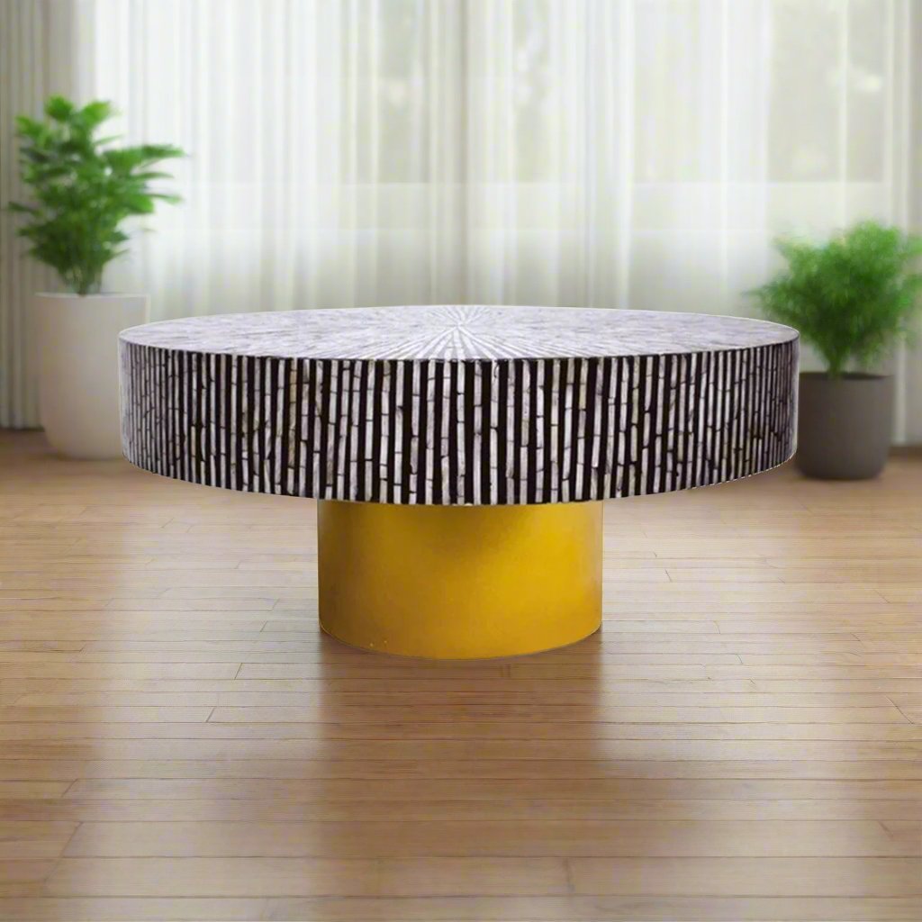 Handmade Customized Mother of Pearl Round Coffee Table