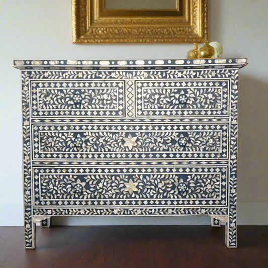 Customized Handmade Mother of Pearl Chest of 4 Drawer