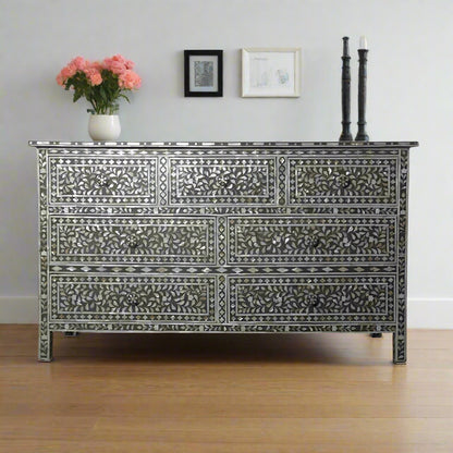 Personalized Handmade Mother of Pearl Beautiful Home Decor Side Table/Chest of 7 Drawer