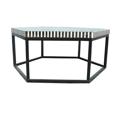 Bone Inlay Geometric Hexagonal Black Coffee Table