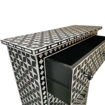 MOTHER OF PEARL CHEST OF DRAWER/ Tall Boy Dresser - Star Eye( Black)
