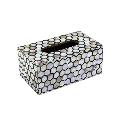 Handmade Mother of Pearl Tissue Box- Honeycomb