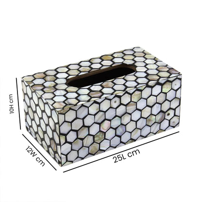 Handmade Mother of Pearl Tissue Box- Honeycomb