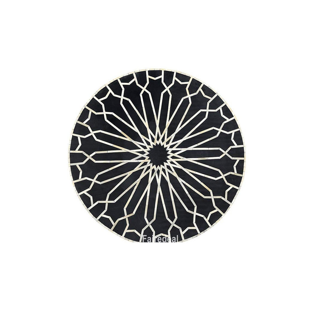 Geometric Moroccan Black Bone Inlay Coffee Table