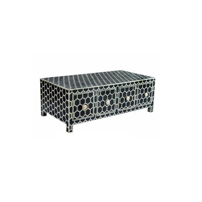 Bone Inlay Geometric Honeycomb Pattern Coffee Table