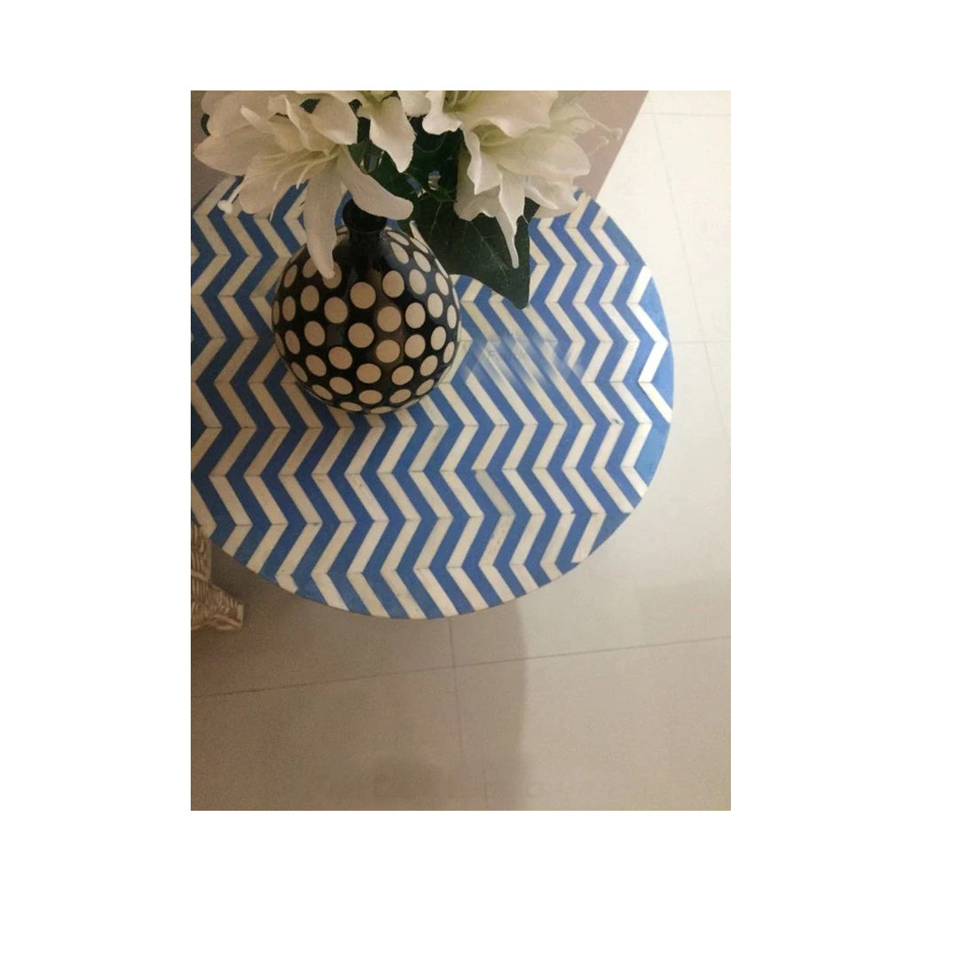 Bone Inlay Coffee Table Geometric Blue, Bone Inlay Centre Table, Bone Inlay Furniture
