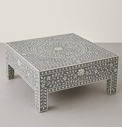 Beautiful Handcrafted Bone Inlay Coffee Table – Grey