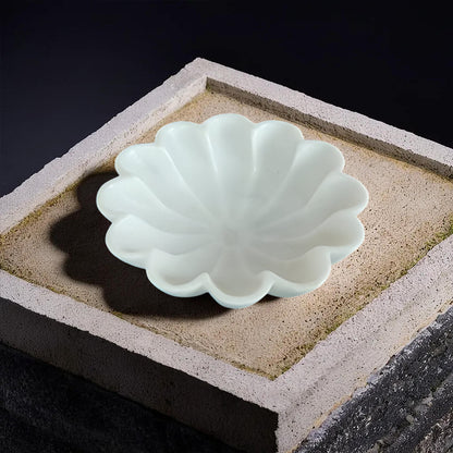 Decorative White Marble Ruffle Bowl – Luxury Jewelry Holder for Dressing Table & Vanity Décor
