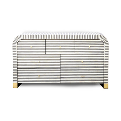Bone Inlay Chest Of 7 Drawers/ Waterfall console - Grey