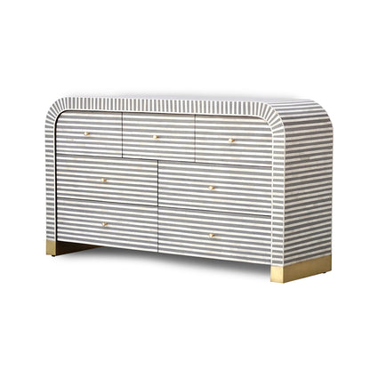 Bone Inlay Chest Of 7 Drawers/ Waterfall console - Grey