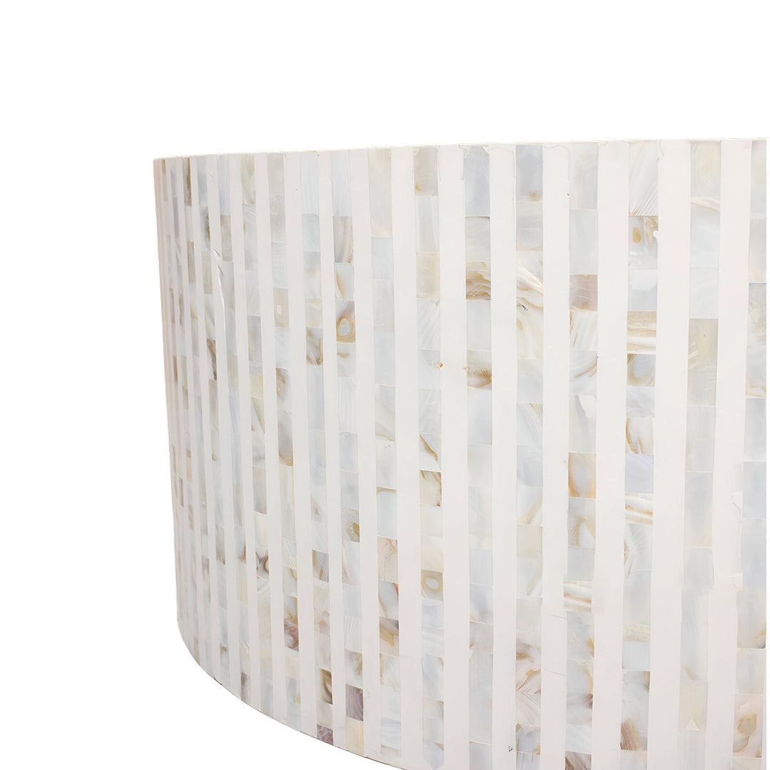 Luxury white Mother of Pearl round center table for contemporary interiors