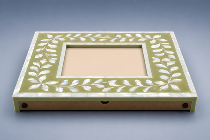 Bottom View of Handmade Sage Green Mother of Pearl Inlay Picture Frame