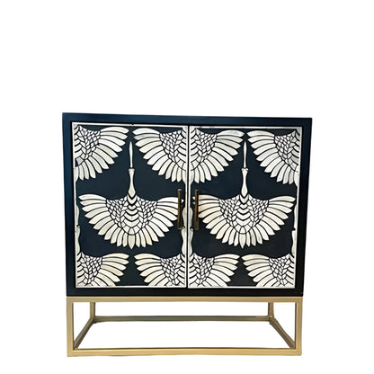 Feather Pattern Black Bone Inlay Chest of Drawers