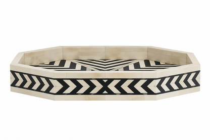 Handmade Bone Inlay Octagonal Serving Tray – Customizable Luxury Home Decor.