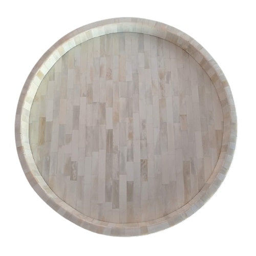 Handmade Customized Bone Inlay Round Decorative Serving Tray for Home & Office