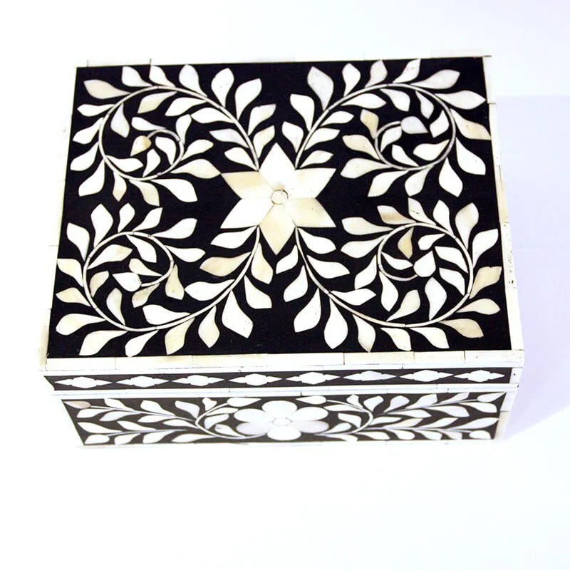 Artisan-made black bone inlay trinket box