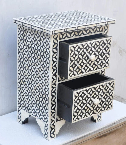 Handmade Bone Inlay Star eye Pattern Nightstand