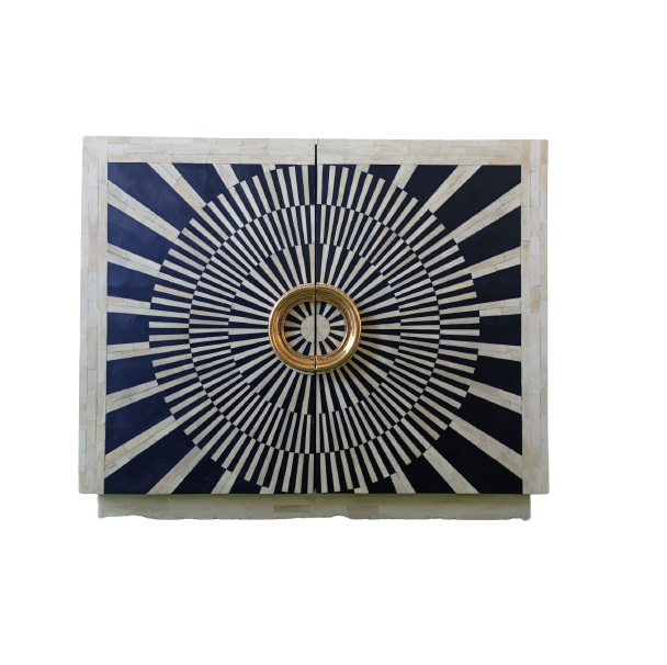 Personalized Handmade Bone Inlay Bar Cabinet