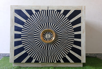 Personalized Handmade Bone Inlay Bar Cabinet