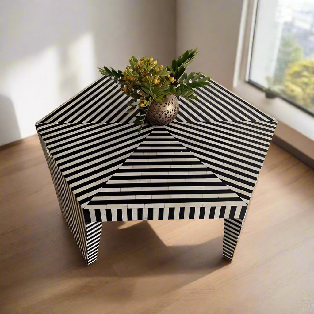 Handmade Customized Bone Inlay Zebra Pattern Coffee Table