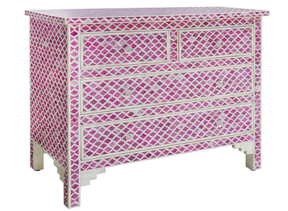 Bone Inlay Chest Of 4 Drawers , Eye Pattern In Pink
