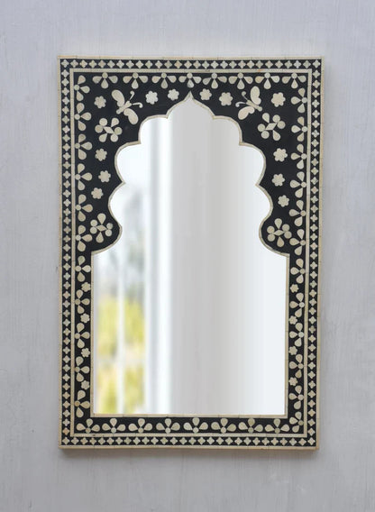 Bone Inlay Black Butterfly Pattern Mirror Frames with Complimentary Mirror