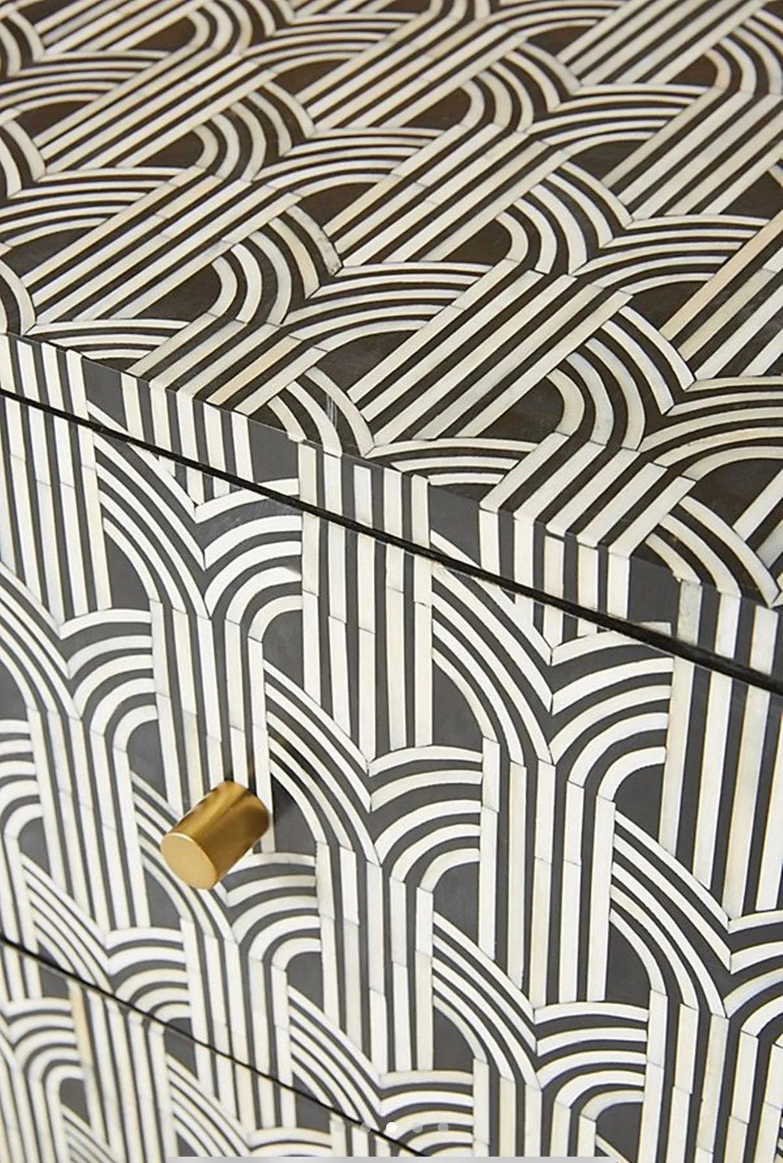 Handmade Bone Inlay Geometric Pattern Bedside