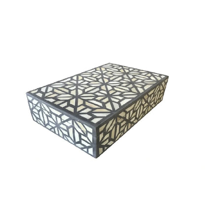 Bone inlay vintage geometric box for women - Black