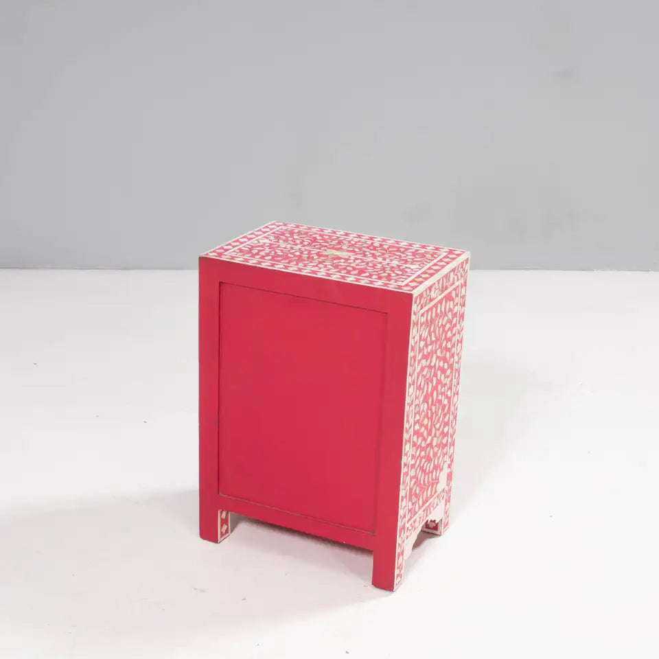 Handmade Pink Mother of Pearl handmade vintage bedside table for living room