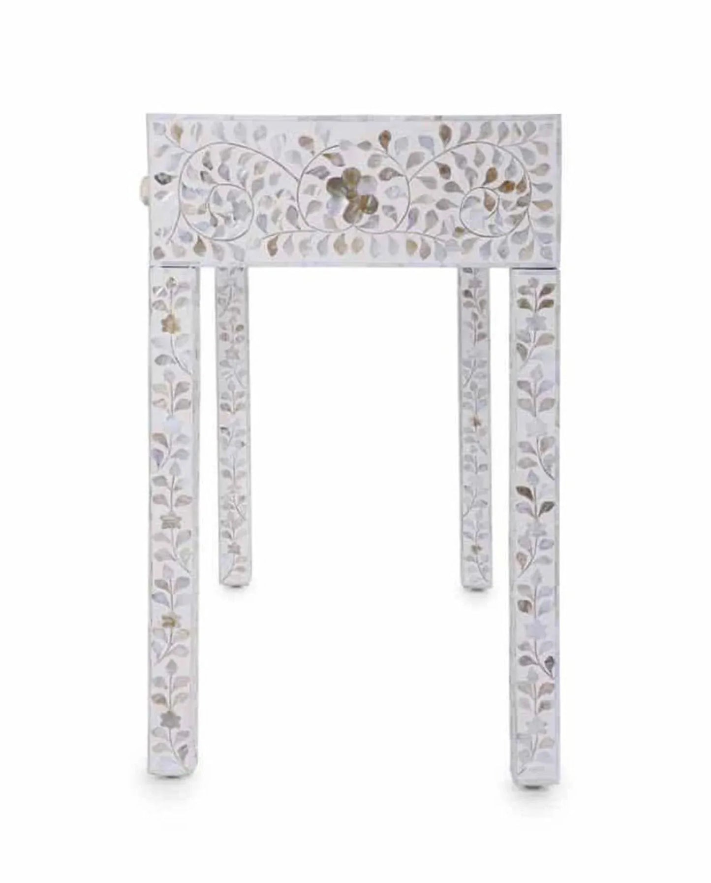 Handmade White mother of pearl vintage antique console table chest of drawer for home office