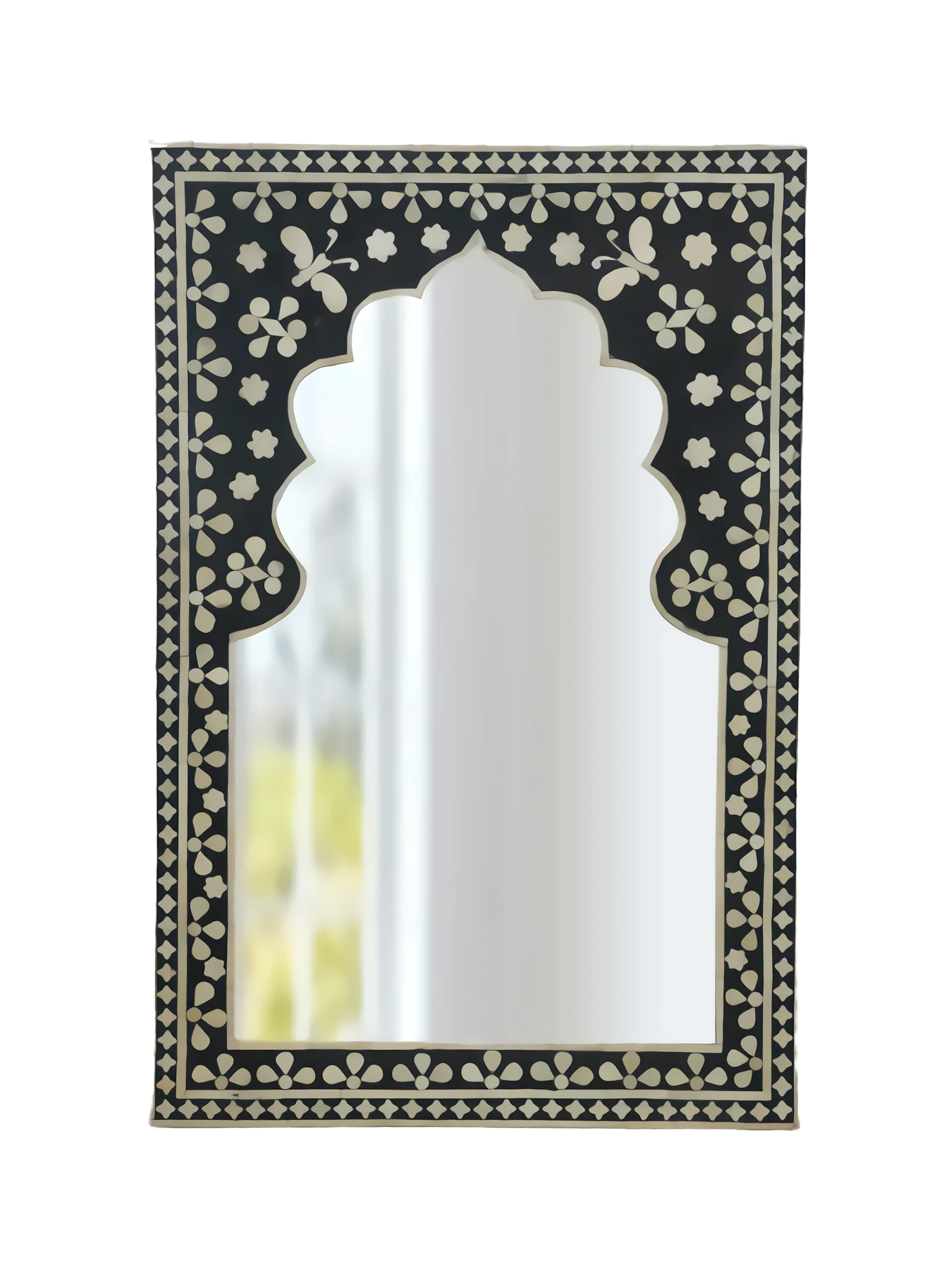 Bone Inlay Black Butterfly Pattern Mirror Frames with Complimentary Mirror