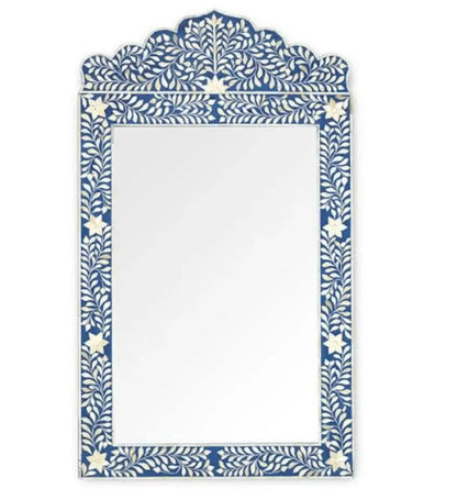 Bone Inlay Blue Floral Mirror Frames with Complimentary Mirror with Complimentary Mirror
