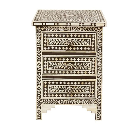 Handmade Bone Inlay brown Bedside
