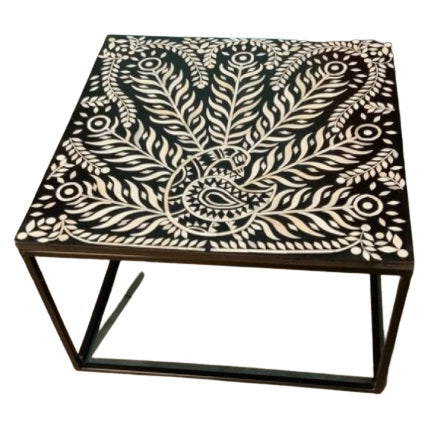 Handmade Bone Inlay Customized Peacock Pattern Coffee Table