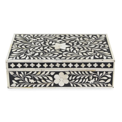 Bone inlay vintage personalized box for women - Black