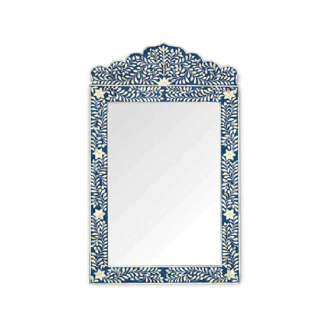 Bone Inlay Blue Floral Mirror Frames with Complimentary Mirror with Complimentary Mirror