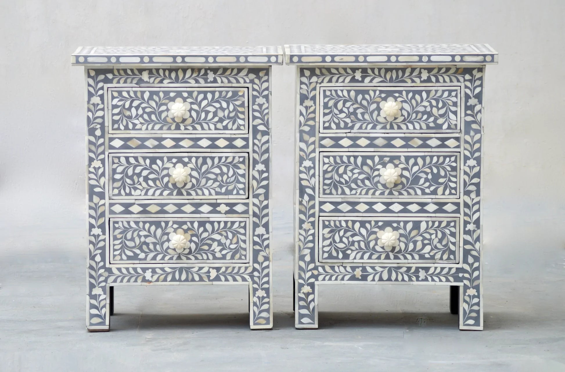 Best Grey Bone Inlay Bedside for Home Decor