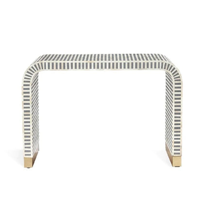 Handmade Stunning Waterfall Design in Bone Inlay Furniture, Antique Entryway Console Table for Home & Office Decor