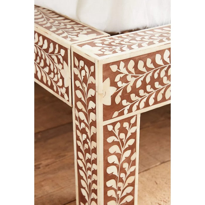 Handmade Bone Inlay King and Queen Size  Bed Frame with Bed Head for Bedroom Decor